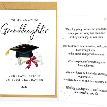 Graduation Card for Granddaughter 2026 Proud Grandparents Congrats Greeting Inspirational Gift for High School or College Achievement (Granddaughter)