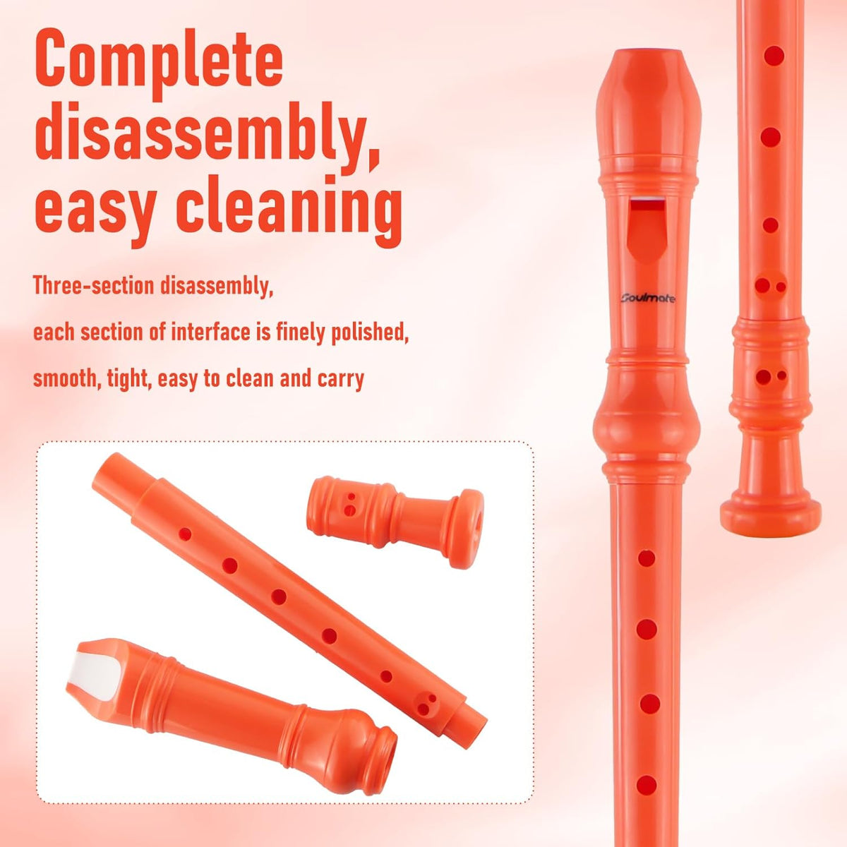 Soprano Recorder Instrument for Beginners Kids Students, German Style C Key 8 Holes Recorder Instrument - photo 4