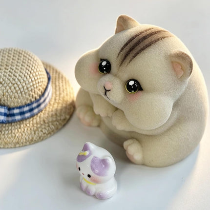 Handmade Taba Squishy Cat Baby Toy - Realistic Silicone Fidget Toy, Ultra-Soft Mochi Sensory Stress Relief, Cute Animal Anxiety Companion (Fat Tabby)