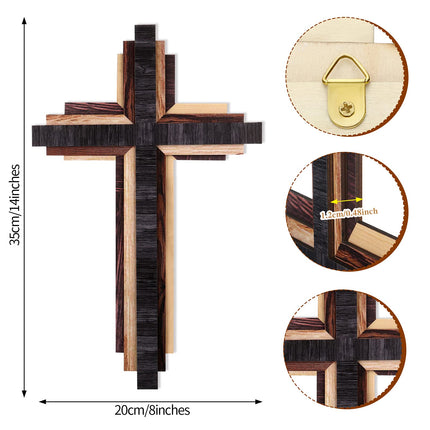 Wooden Wall Cross 3D Triple Stacked Reclaimed Wood, Rustic Hanging Decor