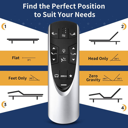 Replacement Remote for Tempurpedic Ergo/Ergo Extend Adjustable Bed Base, RF358A RF502A Wireless Remote Control