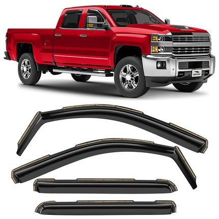 in-Channel Extra Durable Rain Guards for Chevy Silverado/GMC Sierra 1500 2019-2026 Crew Cab,Window Deflectors,Vent Visors,4pcs - 220089