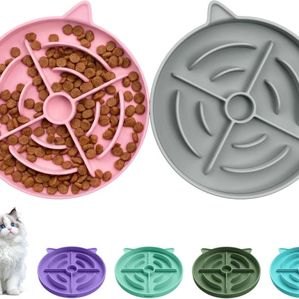 YINEYA 2 Pcs Silicone Slow Feeder Cat Bowl, Cat Slow Feeder for Food Training, Interactive Puzzle Bowls for Puppy, Kitten Dishes to Prevent Overeating, Treat Toys Suitable for Dry and Wet Food