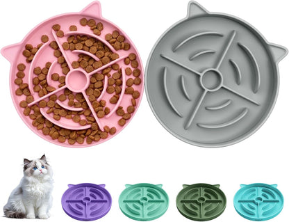 2 Pcs Silicone Slow Feeder Cat Bowl, Cat Slow Feeder for Food Training, Interactive Puzzle Bowls for Puppy, Kitten
