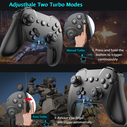Bluetooth Controller for Switch/Mac/PC/Steam/Mobile Phone/iOS/Android//TV/iPad/Table/Apple Arcade MFi Games, switch pro controller wireless with Adjustable Dual Motion,Turbo,Macros,6-Axis,Wake Up for Black Myth: Wukong (Black) (Purple) (Black with Clip)