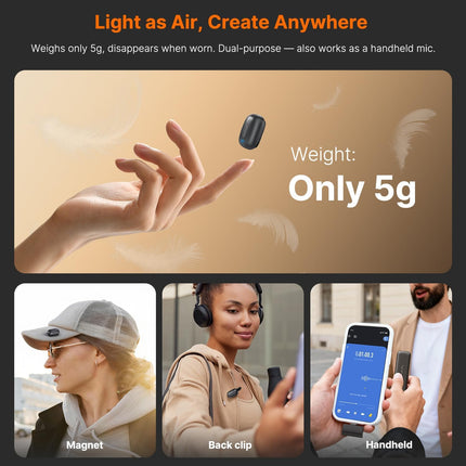 Saramonic Air SE Wireless Mini Microphone for iPhone & Android, 48kHz/24-bit, AI Noise Cancellation, Clip on Content Creator Microphones for Interview YouTube Vlogging (2 TX + 2 RX + Charging Case)