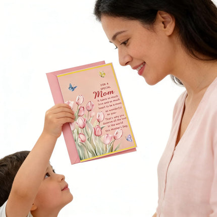 Mothers Day Card for Mom, Greeting Card from Daughter or Son, Happy Mother’s Day with Envelope, Meaningful Mothers Day Gifts for Mom