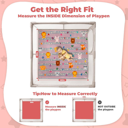 RONGFA Baby Play Mat 50x50x1.3 Inch, Memory Foam Crawling Mat, Non-Slip Water-Repellent Playpen Mat, Soft Cushioned Floor Mat for Infants Toddlers (Lion)