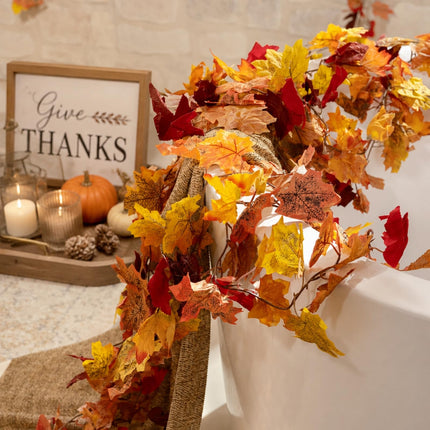 6 Pack Fall Leaf Garland, Total 35Ft Artificial Maple Leaf Autumn Garland Fall Leaves Hanging Vines Fall Maple Leaves Thanksgiving Decor for Home Wedding Fireplace Party