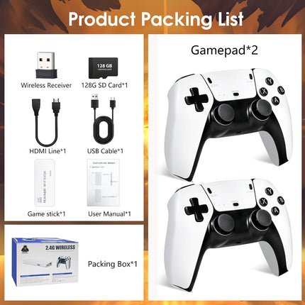 2026New Wireless Retro Game Console 23 Simulators and Over 40,000 Games Plug and Play 4K HD HDMI TV Game 2.4G Wireless Controllers(128G)