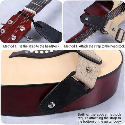 Guitar Strap-Acoustic Electric Guitar Straps,Comfortable Adjustable Cotton Woven with 3 Guitar Picks Holder Ends