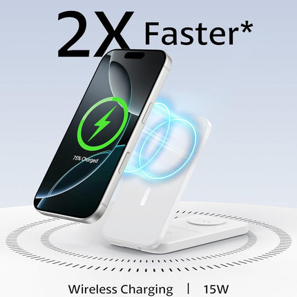 Compatible MagSafe 3 in 1 Wireless Charging Station for Apple, Magnetic Foldable Charger Stand for iPhone 17/16/15/14/13/12 Pro Max, Apple Watch Ultra/Series & AirPods Pro Fast Charging Dock