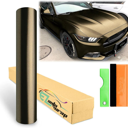 12"x60" (1FTx5FT) Black Bronze Matte Metallic Satin Pearl Vinyl Wrap Sticker Sheet Film Car Auto Vehicle DIY Decal Bubble Free Air Release Self Adhesive Peel and Stick Free Tool Kit