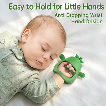 Baby Teether & Rattle Toys Avocado Teething Mitten for Sucking Needs -Anti Dropping Wrist Hand, Silicone Teethers Baby Chew Toys for Babies Over 3 Months, BPA Free