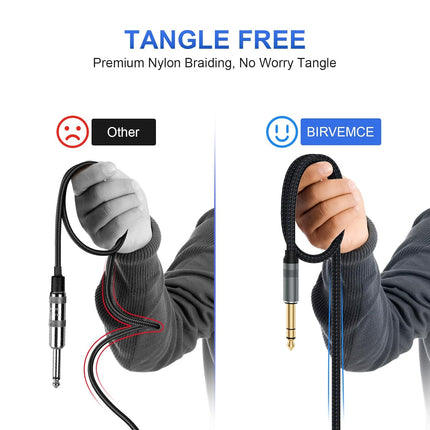 2 Pack Premium TRS Cable 10FT, 1/4 Inch TRS Cable- Noise Free and Long-Lasting Stereo 1/4 Audio Cable, Balanced Interconnect Line for Electric Guitar, Mixer, Studio Monitor, Right Angle