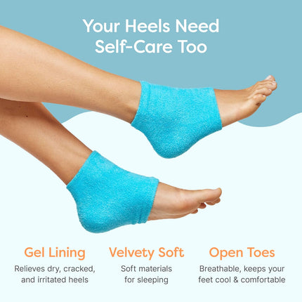 Moisturizing Socks for Cracked Heel Treatment, Vitamin E, Olive Oil and Jojoba Oil Infused Heel Socks, Spa Gifts for Women, Mothers Day Gifts (Fuzzy Blue, Regular)