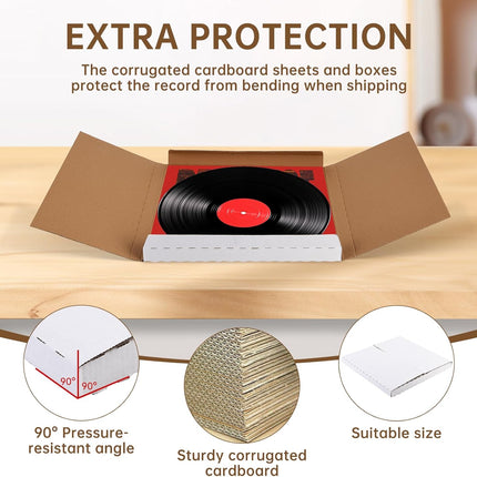 22-Pack Vinyl Record Mailers - 12.6x12.6x1 Inch Vinyl Record Shipping Boxes for LP Records, Photos & Stamp Collection (22) Vinyl Mailers
