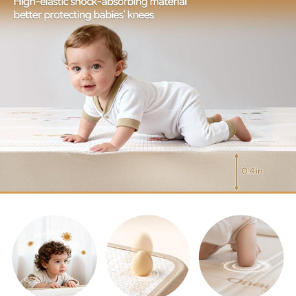 Baby Play Mat, 50 x 50 Inch Floor Mat with XPE Foam,Foldable & Reversible Baby Floor Play Mat, Perfect Baby Foam Playmat for Baby Playpen, Waterproof PlayMats for Babies, Infants,Indoor& Outdoor
