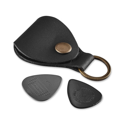 Leather Guitar Pick Holder Keychain, Guitar Pick Holder Case Bag, Plectrum Key Fob Cases Bag, Gift for Guitar Players Cognac