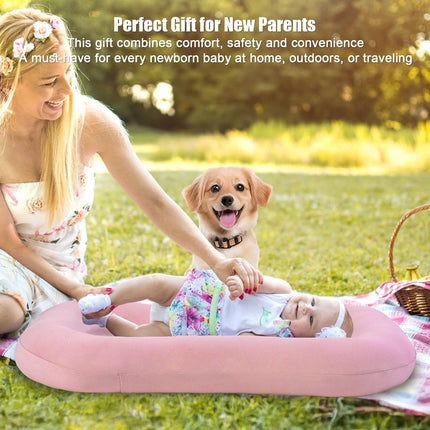 Babe Lounger for Newborn, Portable Infant Support Cushion Lounger for Newborn Supervised Use, Babe Essentials Gift (Pink)