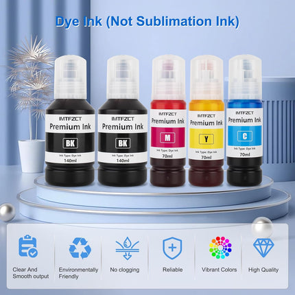 Replacement for Epson 502 Ink Refill Bottles for ET-3760 ET2760 ET2750 ET-4760 ET-2850 ET-15000 ST-4000 ST-2000 ET-3710 ET-3850 ET-3750 ET-4850 ET4750 ET2700 ST3000 ET3700 Printer (2BK C M Y)