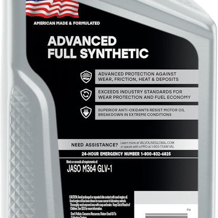 Valvoline Advanced Protection 0W-8 Full Synthetic Motor Oil 1 Quart