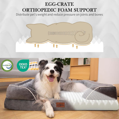 Orthopedic Dog Bed for Extra Large Dogs 42x30 Inch, Grey - photo 4
