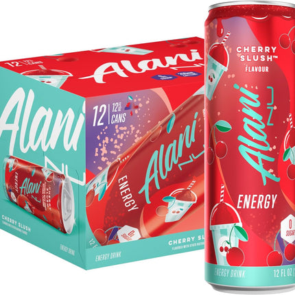 Alani Nu CHERRY SLUSH Ice Sugar Free, Low Calorie Energy Drinks | 200mg Caffeine | Antioxidants | Biotin, B Vitamins | Zero Sugar | 15 Calories or Less | 12 Oz Cans | 12 Count