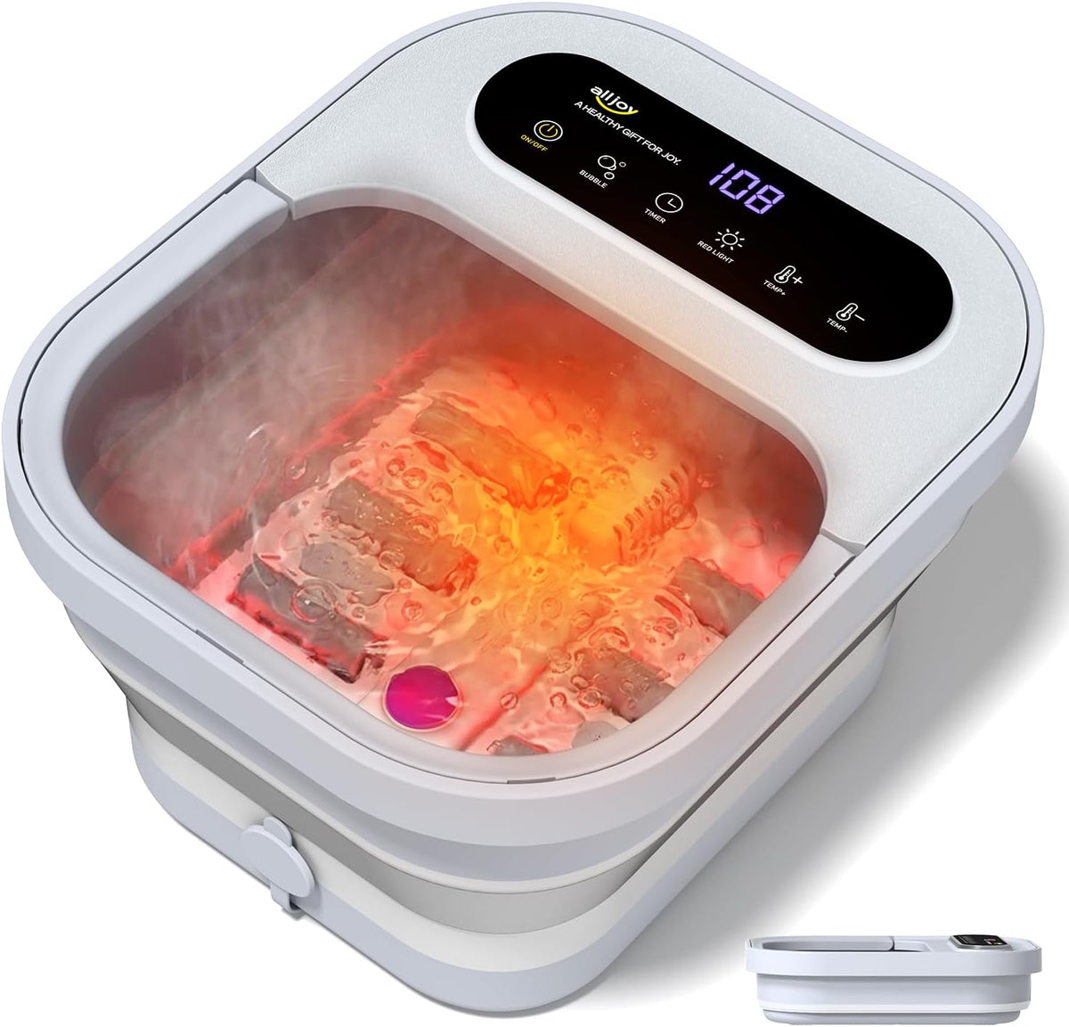 Collapsible Heated Foot Spa with Bubbles and 6 Rollers