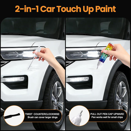 Alpine White(300) Touch Up Paint Compatible with BMW,2-In-1 Car Scratch Remover Pen,Car Paint Scratch Repair Kit for Scratches,Chips & Nicks,2-PCS SET