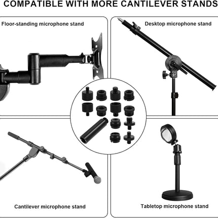 13pcs Microphone Stand Adapter Screws with Extension Extender Tube, Aluminum Alloy 5/8" to 3/8" & 1/4" Mic Thread Converters Camera Tripod Compatible with Blue/FIFINE/MAONO/HyperX/Audio-Technica