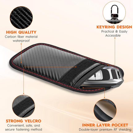 Faraday Pouch for Key Fob (2 Pack), RFID Signal Blocking Faraday Bag, Anti-Theft Key Fob Protector, Universal Fit for Keyless Entry