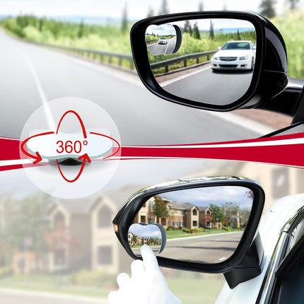 LivTee Blind Spot Mirrors, Apple-Shaped HD Glass Frameless Convex Rear View Mirrors, Wide Angle Adjustable Stick for Side Mirror, Automotive Exterior Accessories for Car, SUV & Trucks, Pack of 2
