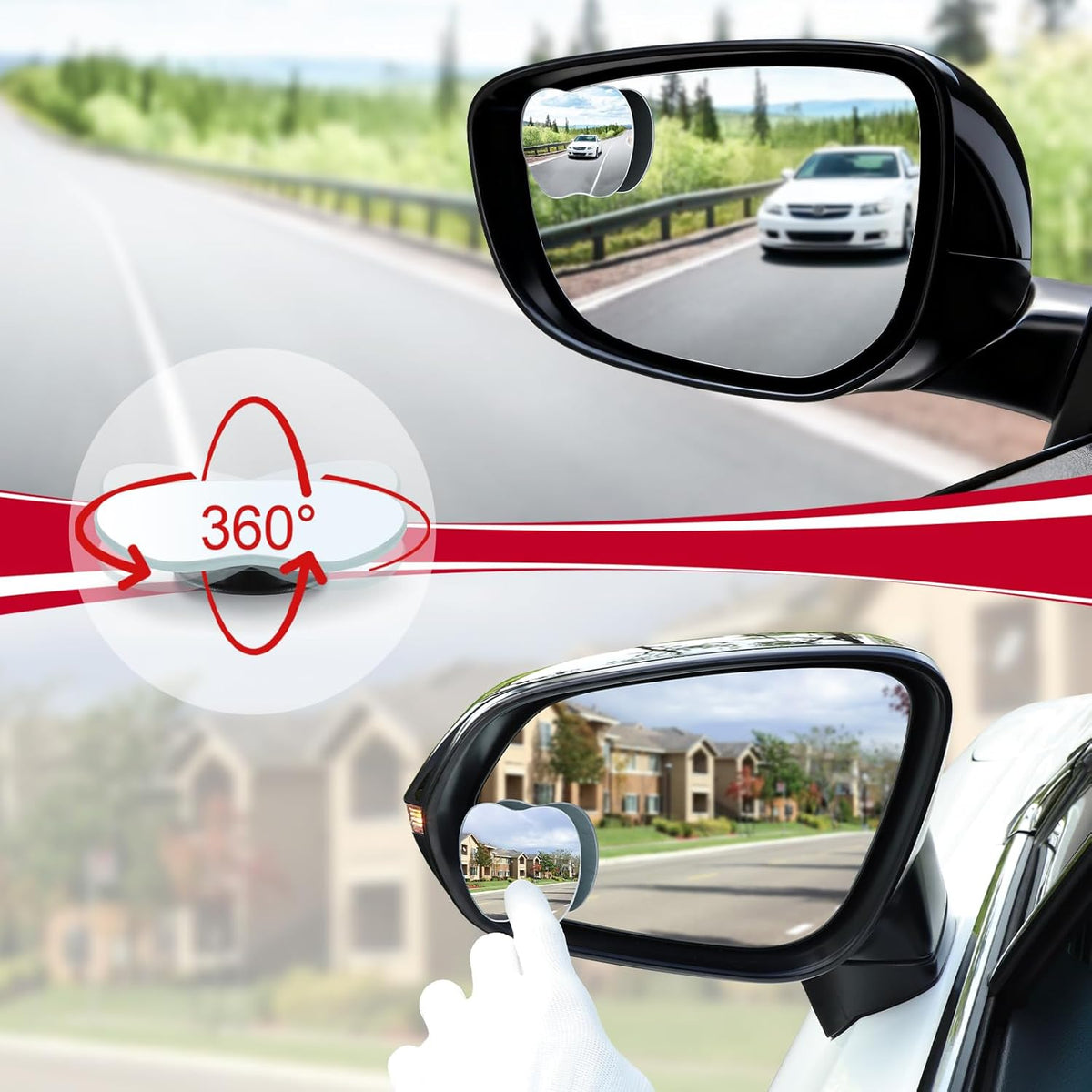 Blind Spot Mirrors, Apple-Shaped HD Glass Frameless Convex Rear View Mirrors, Wide Angle Adjustable - photo 5
