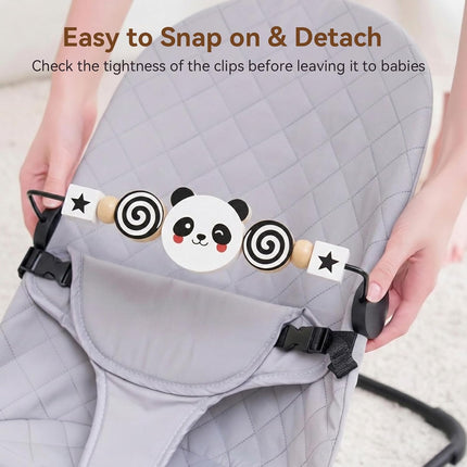 Baby Bouncer Toy Bar, Compatible with Baby Bjorn Bouncer Balance Soft & Bliss, Rotatable Wooden Toy Bar Attachment,Sensory Toy Gifts for Babies All Age (Black and White Style)