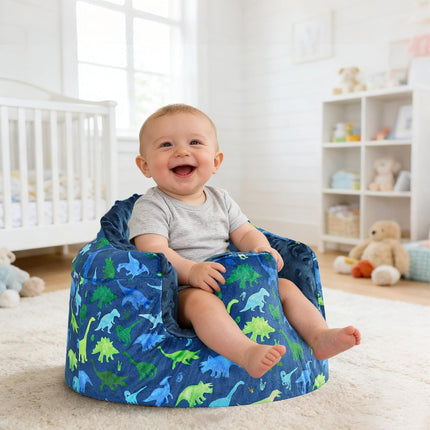 TANOFAR Baby Seat Cover Compatible with Bumbo Seat and Nuby Seat, Removable Breathable Baby Floor Seat Cover for Boys and Girls, Seat Not Included (Blue Dinosaur)