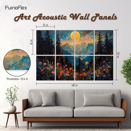 FurnoFlexArt Acoustic Panels Tiles Decorative Room Sound Proof Foam Absorbing Panels Noise Dampening Canceling Reducing Blocker for Walls (Wildflower Woods, 48 * 32 in)