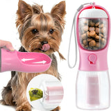 3-in-1 Portable Dog Water Bottle with Treat Container, 10oz