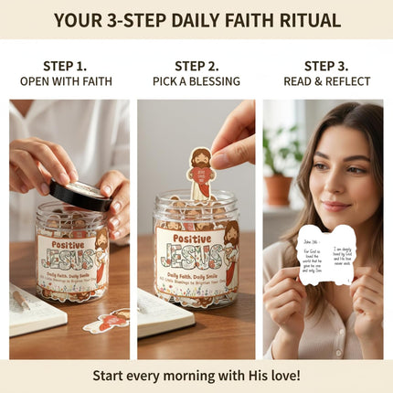 Positive Jesus Jar — 60 Emotional Support Jesus Cards with Bible Verse and Affirmation, Scripture Encouragement for Teen Girls Women, Christian Mothers Day Gift