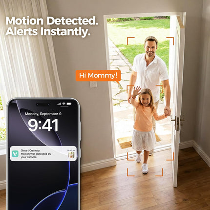 ZEEPORTE 2K Indoor Cameras for Home Security - Baby Monitor and Dog Pet Camera with Motion Detection, 2-Way Audio, Night Vision, Siren, Wired Security Camera - Compatible with Alexa and Google Home