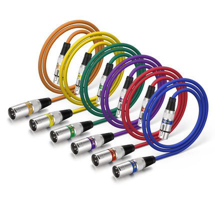 XLR Cable 15ft 4 Pack - 3 Pin Balanced Male to Female Mic Cable