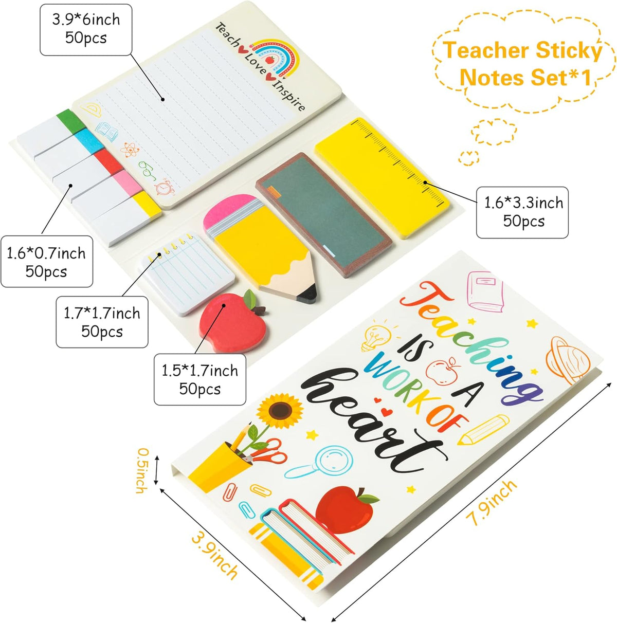 Teaching is A Work of Heart Sticky Notes Set Blackboard Self-Stick - photo 2
