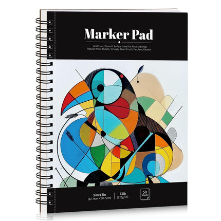 Bloc de papel para rotuladores de 50 hojas, 7.6 × 7.6 in, 120gsm, cuaderno de bocetos para rotuladores de alcohol