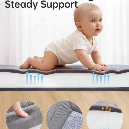 Baby Play Mat for Floor 59"x71" Playpen Mat 1.3" Thick Elasti-Foam Padded Cushioning Non-Slip Playroom Tatami-Style Nursery Mat for Tummy Time & Crawling for Babies Toddlers Infants