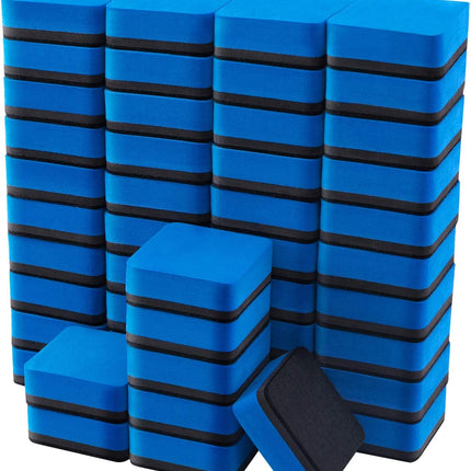 Favourde 48 Pack Magnetic Whiteboard Dry Erase Erasers Chalkboard Cleansers for Classroom, Home and Office (Blue)