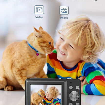 Digital Camera, FHD 1080P Digital Point and Shoot Camera with 16X Zoom Anti Shake, 32GB Card, Compact Small Camera for Boys Girls Kids, Black