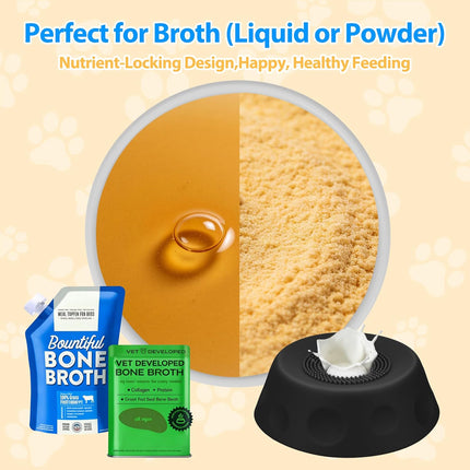 Homgaty Dog Licking Bowl with Rolling Ball - Slow Feeder Dog Lick Bowls for Yogurt Liquid Treat, Anti-Slip Entertained Bone Broth 5/6 Cup Pup Licking Toy for Large Medium Small Pet Cats Dietary Black