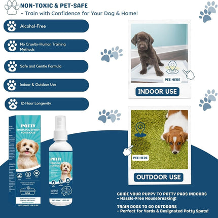 Dog Potty Training Attractant Spray - for Indoor, Outdoor, or Pad Use, All Ages and Breeds，3.38 fl oz