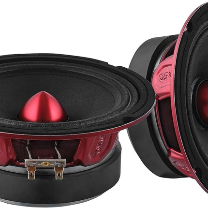 DS18 PRO-X6.4BM Loudspeaker - 6.5", Midrange, Red Aluminum Bullet, 500W Max, 250W RMS, 4 Ohms - Premium Quality Audio Door Speakers for Car or Truck Stereo Sound System (1 Speaker)