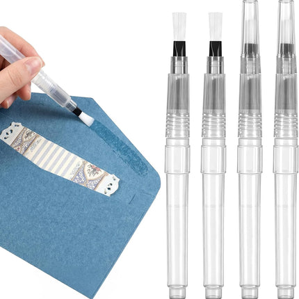 4 Pcs Pencil Style Envelope Moistener, Envelope Sealer Moistener with Nylon Brush Head Stamp Moisteners Mailing Letter Licker Envelopes Wetter for Office Classroom, Clear